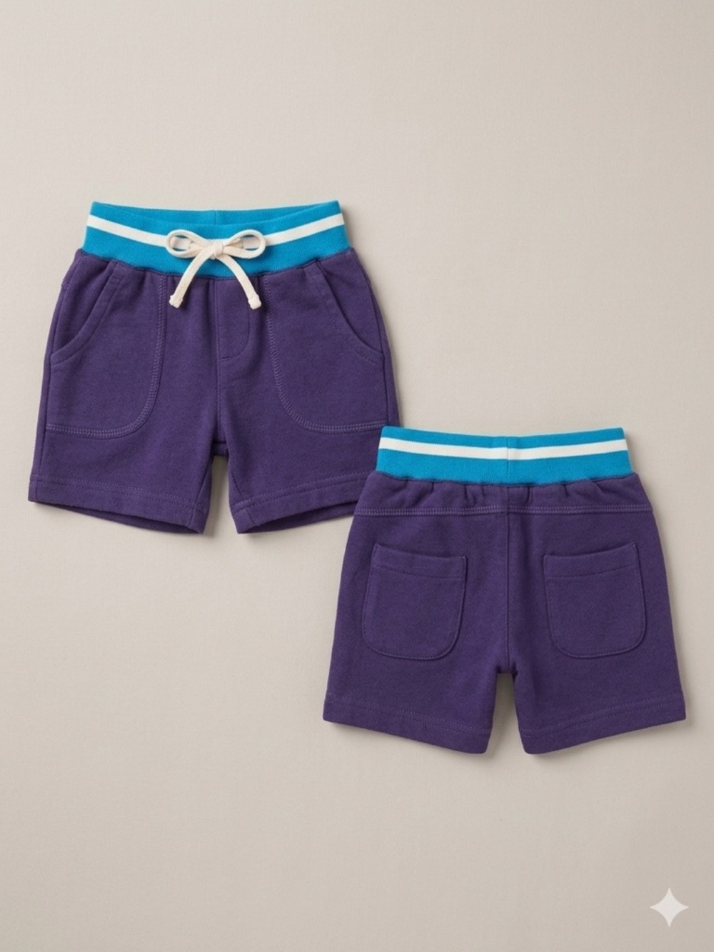 Appaman Purple Shorts with Turquoise Stripe Waistband